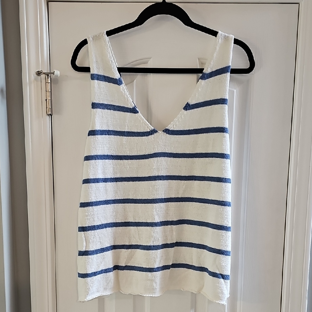 Pink Lily White and Cream Striped Tank Top